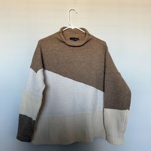 French Connection Womens Sweater Large Wool Blend Minimalist Cabin Neutral Fall